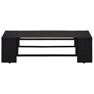 2-delige Loungeset poly rattan zwart