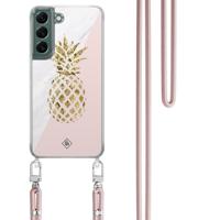 Samsung Galaxy S22 Plus hoesje met rosegoud koord - Ananas - thumbnail