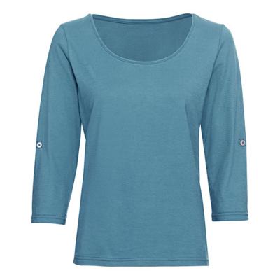 Shirt van bio-katoen met oprolmouw, rookblauw 40 Shirt van bio-katoen met oprolmouw, rookblauw 40