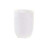 Glas DKD Home Decor 8 x 8 x 10,5 cm Cement Wit - thumbnail