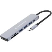 Conceptronic donn19g 7-in-1 usb 3.2 gen 1 docking station, hdmi, usb-a 3.0 x 3, sd, tf/microsd, 100w - thumbnail