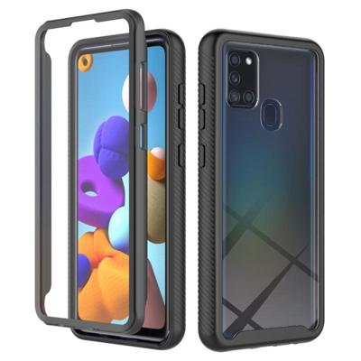 Voor Samsung Galaxy A21s Starry Sky Solid Color Series Shockproof PC + TPU Hoesje met PET Film (Zwart)