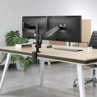 Manhattan 461597 Monitor-tafelbeugel 2-voudig 43,2 cm (17) - 81,3 cm (32) Zwart Draaibaar, In hoogte verstelbaar, Kantelbaar, Zwenkbaar - thumbnail