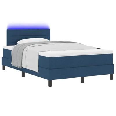Boxspringbed met matras en LED stof blauw 120x200 cm