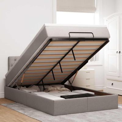 Ottoman bed met matras en LED's 120x200cm stof taupe