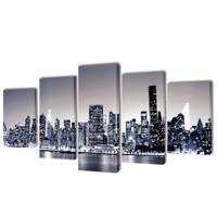 VidaXL Canvas muurdruk set monochroom new york skyline 200 x 100 cm - thumbnail