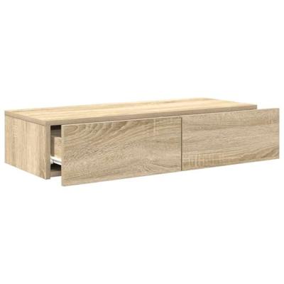 Wandschap met lades 80x33x17 cm bewerkt hout sonoma eikenkleur Wandschap met lades 80x33x17 cm bewerkt hout sonoma eikenkleur