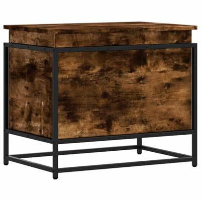 Opbergbox met deksel 60x40x51,5 cm bewerkt hout gerookt eiken