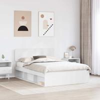Bedframe met hoofdeinde Wit 140 x 190 cm Massief grenenhout - thumbnail