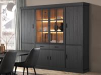 Glaskast RAPHEO 6 deuren 2 lades nox zwart met led - thumbnail