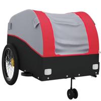 VidaXL Fietstrailer 45 kg ijzer zwart en rood - thumbnail