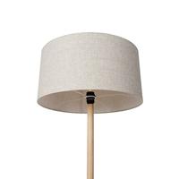 QAZQA Landelijke vloerlamp hout met lichtbruine kap - Mels - thumbnail