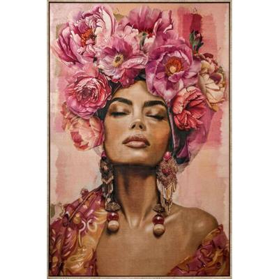 Schilderij Home ESPRIT Roze Blommor Fluweel Shabby Chic 103 x 4,5 x 143 cm