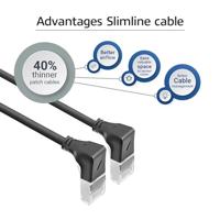 ACT Zwarte 0.5 meter U/FTP CAT6A LSZH Slimline patchkabel met RJ45 connectoren 90° haaks beneden na - thumbnail