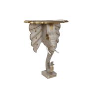 Wandtafel DKD Home Decor Olifant Wit Grijs Gouden Blik Mangohout 80 x 30 x 96 cm - thumbnail