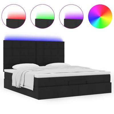 Ottoman bed met matras en LED's 160x200cm stof zwart