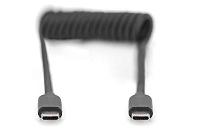 Digitus AK-300431-006-S USB-C Adapter [1x USB-C - 1x USB-C] Zwart Spiraalkabel 1 m