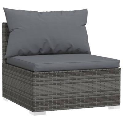 4-delige Loungeset met kussens poly rattan grijs - thumbnail