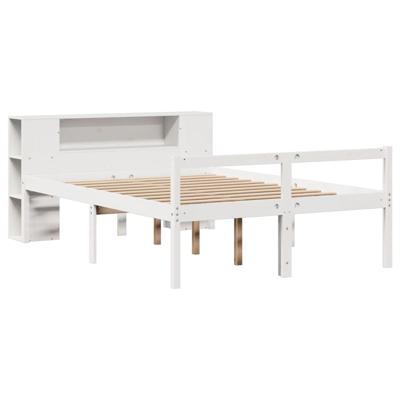 Bed met boekenkast zonder matras grenenhout wit 150x200 cm - thumbnail