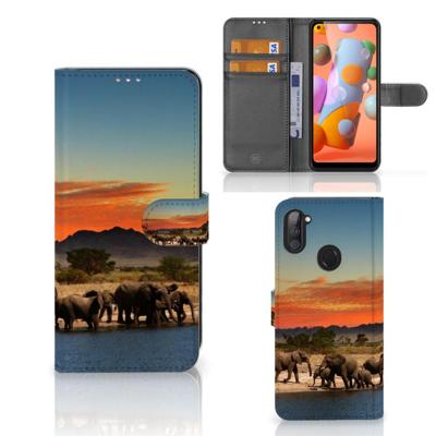 Samsung Galaxy M11 | A11 | Telefoonhoesje | Met pasjeshouder | Olifanten
