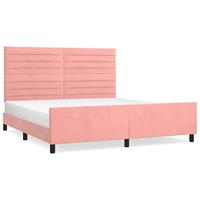 Bedframe met hoofdeinde fluweel roze 180x200 cm - thumbnail
