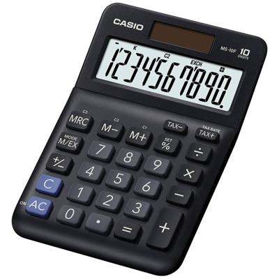 Casio MS-10F Bureaurekenmachine Zwart Aantal displayposities: 10 werkt op batterijen, werkt op zonne-energie (l x b x h) 149 x 101 x 148.5 mm