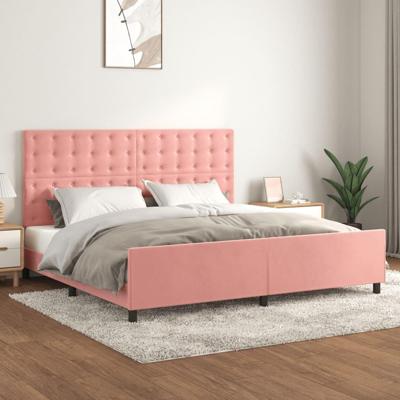 Bedframe met hoofdeinde fluweel roze 200x200 cm Bedframe met hoofdeinde fluweel roze 200x200 cm