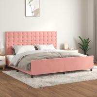 Bedframe met hoofdeinde fluweel roze 200x200 cm - thumbnail