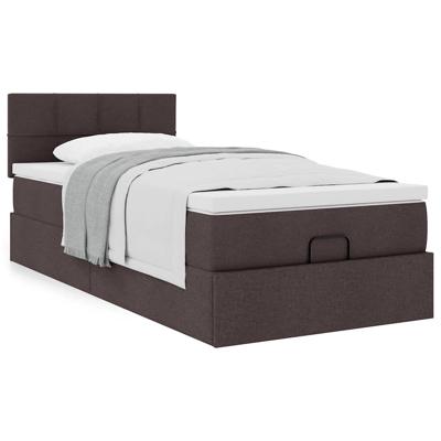 Ottoman bed met matras 140x200cm stof donkerbruin - thumbnail