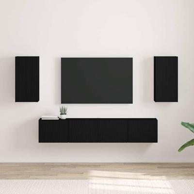TV Wandkast 2 pcs Zwart 30 x 31 x 60 cm Bewerkt hout