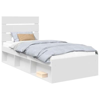 Bedframe met hoofdeinde Wit 90 x 190 cm Massief grenenhout