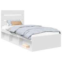Bedframe met hoofdeinde Wit 90 x 190 cm Massief grenenhout - thumbnail