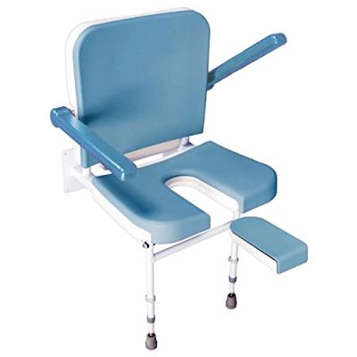 Douchestoel Duo Deluxe 2 in 1 | Muurbevestiging | Met armleuningen, rugleuning en verstelbare poten | Blauw met wit | VB651
