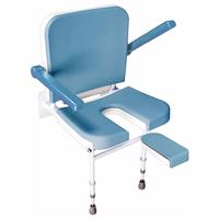 Douchestoel Duo Deluxe 2 in 1 | Muurbevestiging | Met armleuningen, rugleuning en verstelbare poten | Blauw met wit | VB651 - thumbnail
