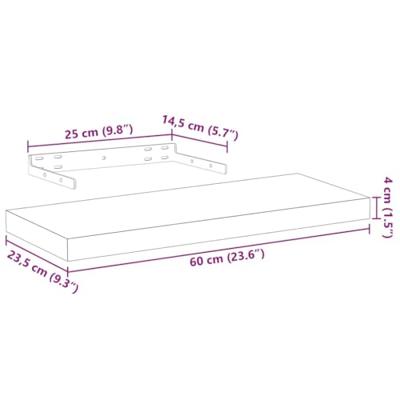 Wandschapppen 4 st 60x23,5x4 cm bewerkt hout - thumbnail