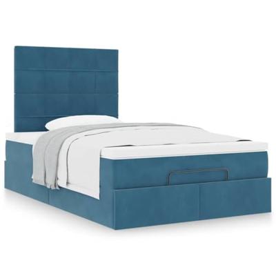 Ottoman bed met matrassen 120x200cm fluweel donkerblauw