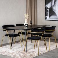 Nohr Uitschuifbare Eettafel 'Tenequa' MDF, 120/160 x 80cm, kleur Zwart - thumbnail