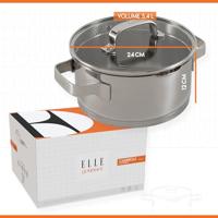 ELLE Gourmet Moderne Kookpan met Deksel - Ø 24 cm - RVS - thumbnail