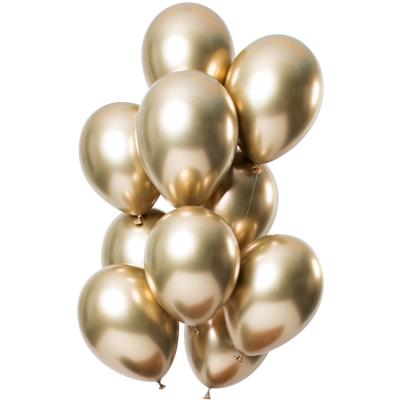 Chrome ballonnen 33cm Spiegeleffect Goud Premium - 12 Stuks