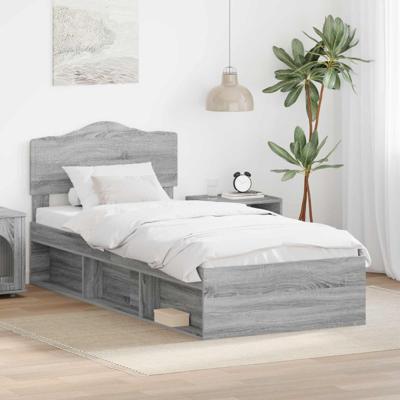 Bedframe Grijs Sonoma 90 x 190 cm Massief grenenhout