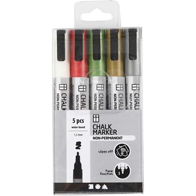 Creativ Company Krijt markers metallic kleuren, 5st.