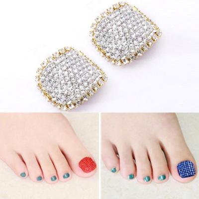 2 PC'S Crystal nep Nail Art Tips Rhinestone volledige dekking teennagels Decals stickers (NO: 33)