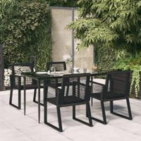 5-delige Tuinset PVC-rattan zwart - thumbnail