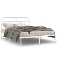 Bedframe met hoofdbord metaal wit 150x200 cm - thumbnail