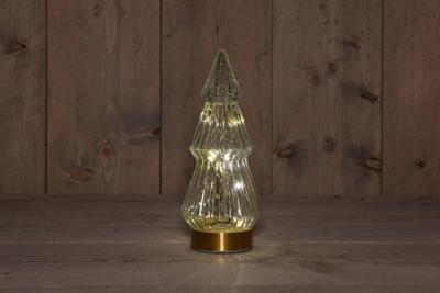 B.O.T. Tree Glass 10X23,5 cm Clear With Golden Base 10Led kerstverlichting Anna's Collection - Annas collection