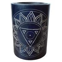 Donkerblauwe Zeepsteen Gesneden Chakra Geurbrander - thumbnail