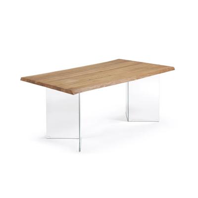 Kave Home Eettafel 'Lotty' Eiken/Glas, 160 x 90cm