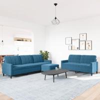 3-delige Loungeset met kussens fluweel blauw - thumbnail