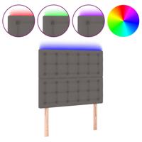 Hoofdbord LED 90x5x118/128 cm kunstleer grijs - thumbnail