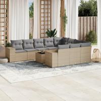 11-delige Tuinset met kussens poly rattan beige - thumbnail